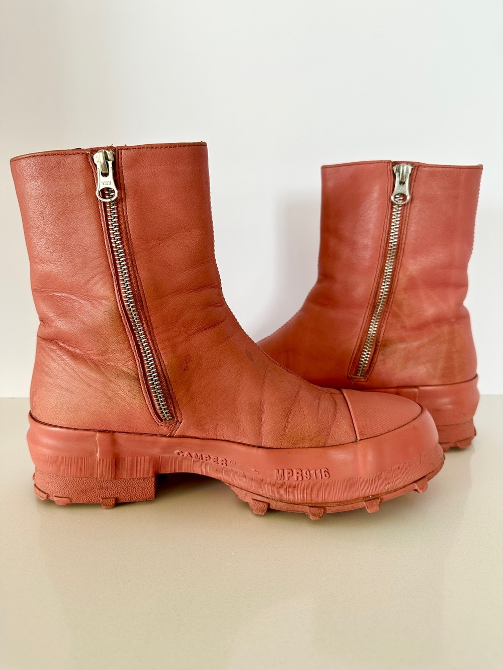 Camper Traktori Boot In Vulcanized Red Calfskin Leather EU 38 CamperLab - Picture 14 of 16